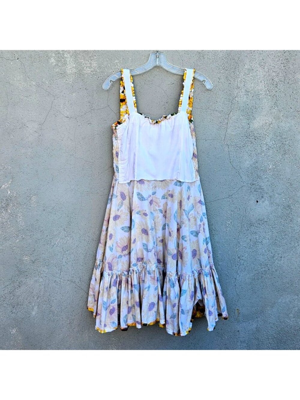 Vintage 90s French Sunflower Print Cotton Sundress Size M - Picture 11 of 16